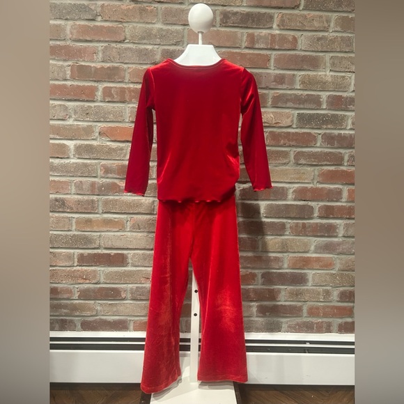 Girl’s Size 4 Stretchy Red Velvet Christmas Tree Shirt & Pants. - Picture 2 of 9